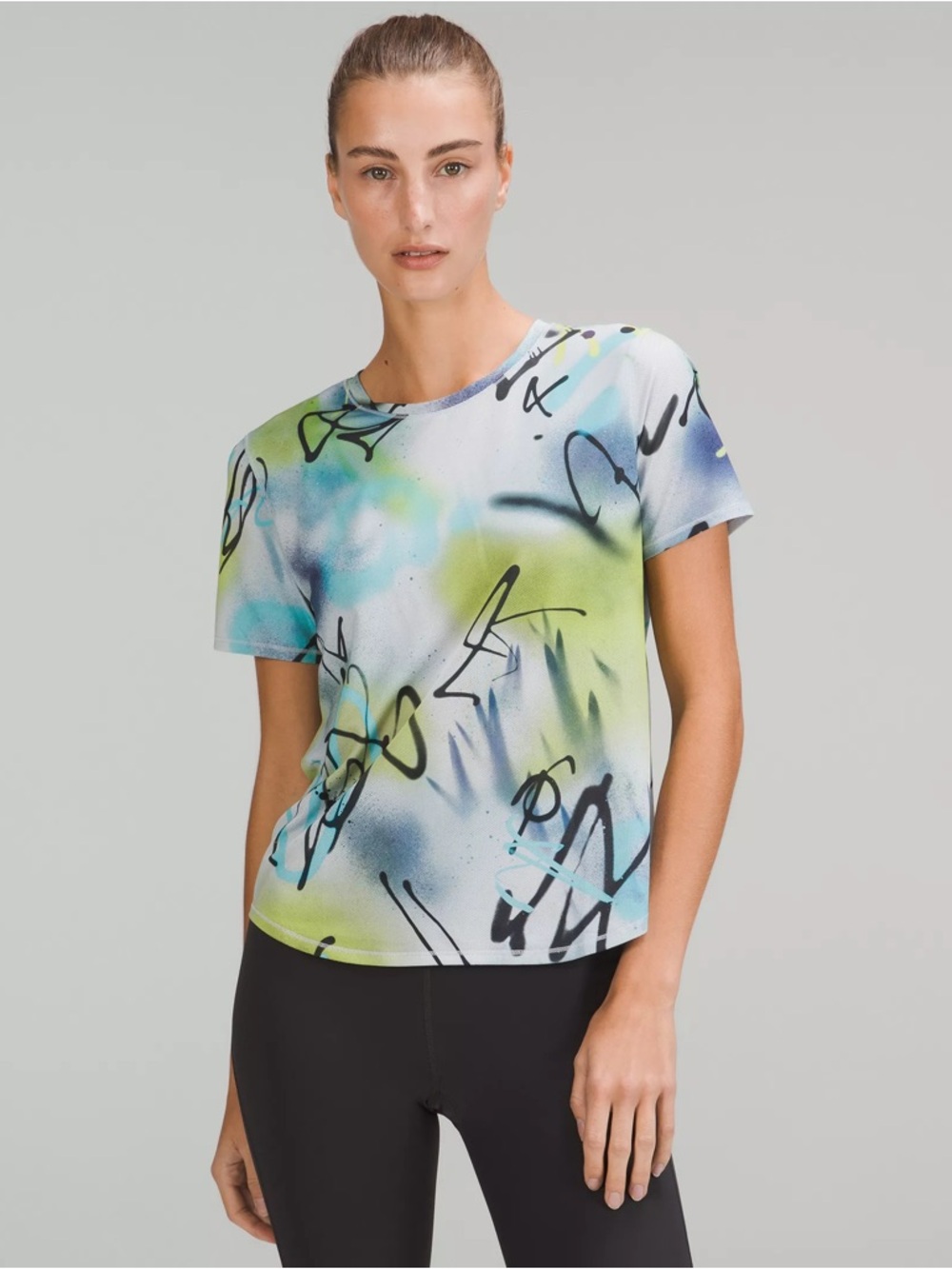 Lululemon High-Neck Running Training Tee Graffiti Design Womens 10